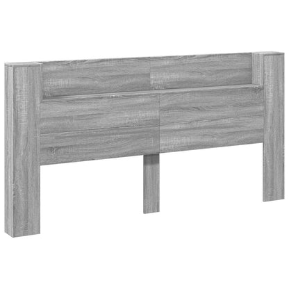 vidaXL Storage Headboard with LED Grey Sonoma Engineered Wood