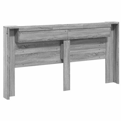 vidaXL Storage Headboard with LED Grey Sonoma Engineered Wood
