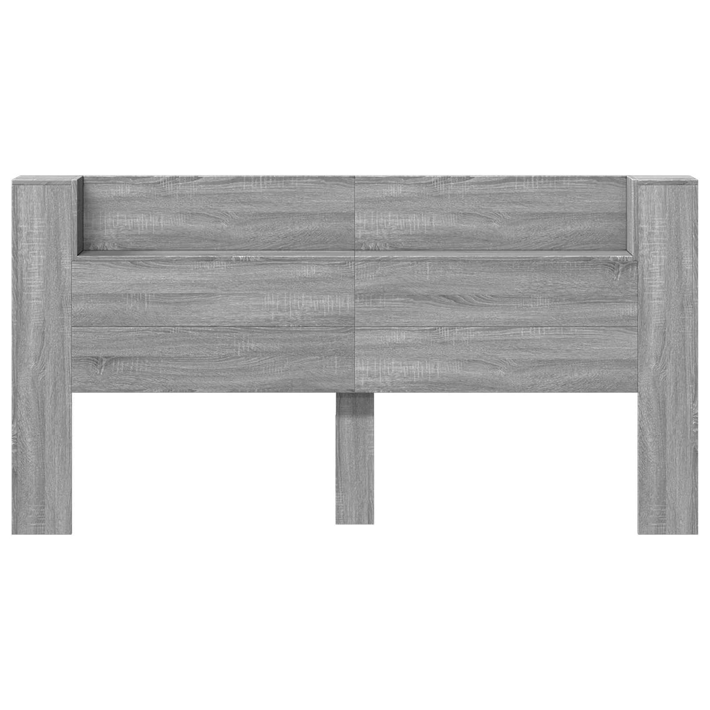 vidaXL Storage Headboard with LED Grey Sonoma Engineered Wood