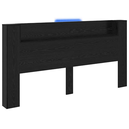 vidaXL Storage Headboard with LED Black Oak Engineered Wood