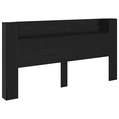 vidaXL Storage Headboard with LED Black Oak Engineered Wood