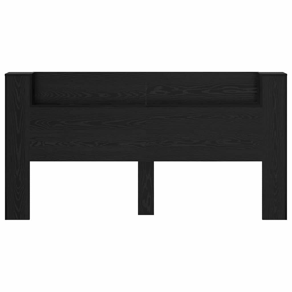 vidaXL Storage Headboard with LED Black Oak Engineered Wood