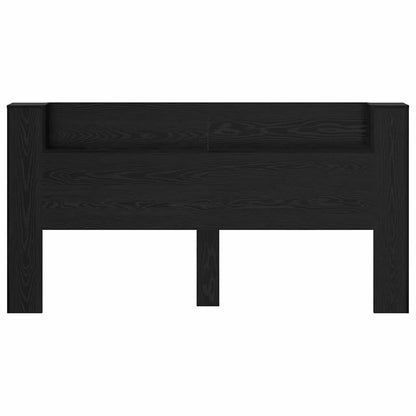 vidaXL Storage Headboard with LED Black Oak Engineered Wood