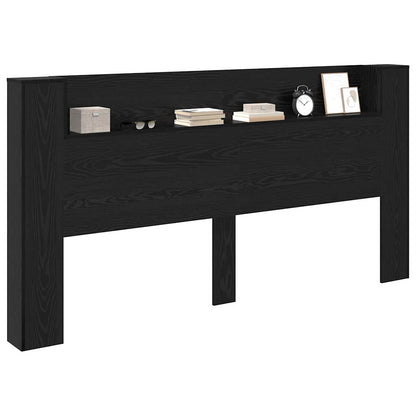 vidaXL Storage Headboard with LED Black Oak Engineered Wood