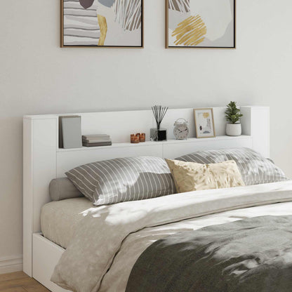 vidaXL Storage Headboard with LED White Engineered Wood