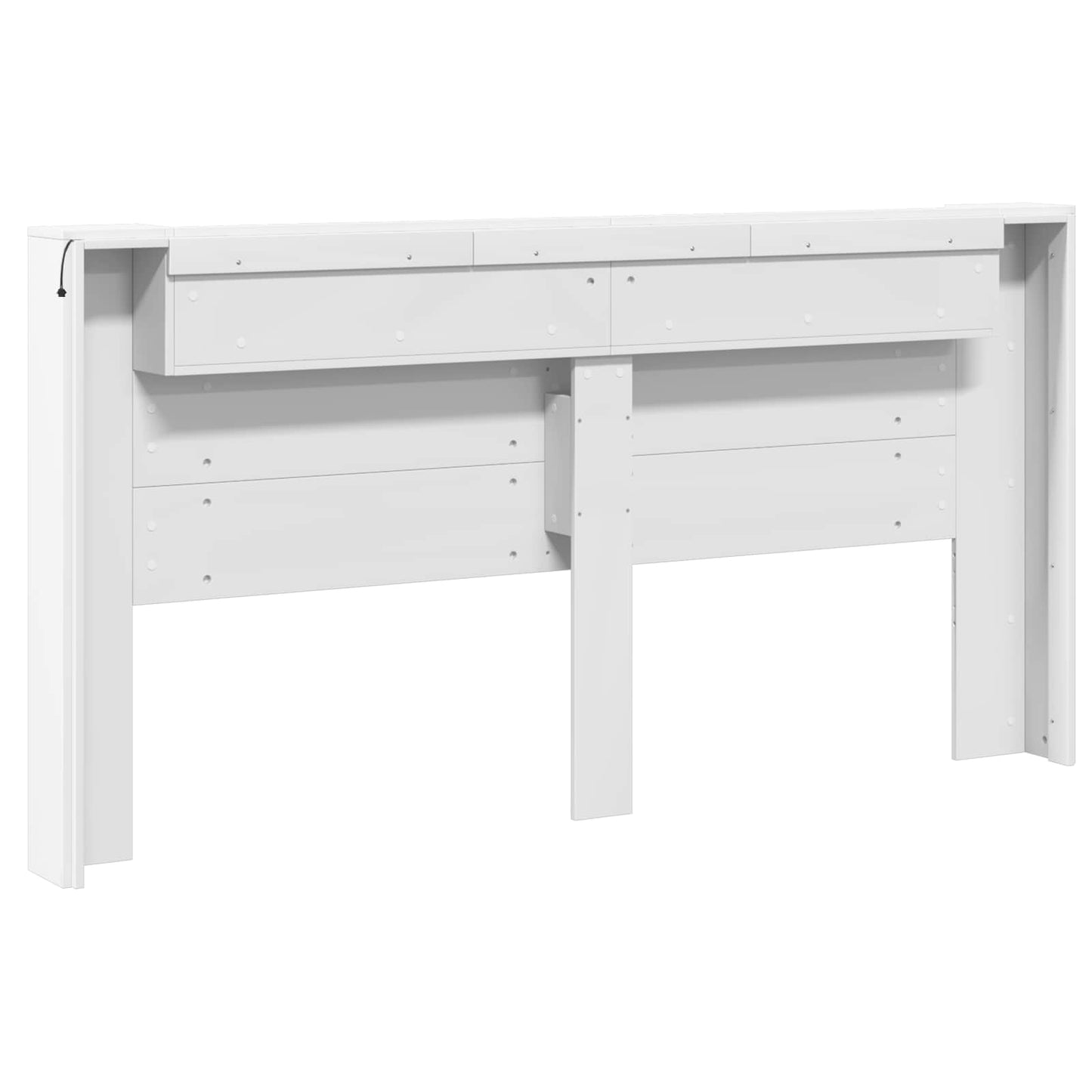 vidaXL Storage Headboard with LED White Engineered Wood