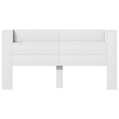 vidaXL Storage Headboard with LED White Engineered Wood