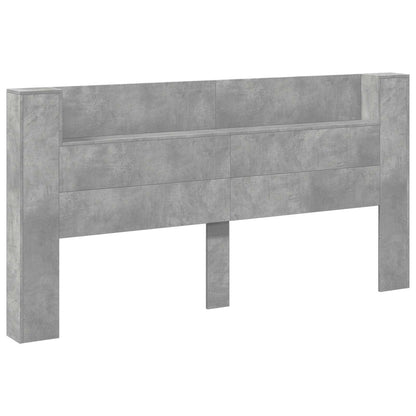 vidaXL Storage Headboard with LED Concrete Grey Engineered Wood