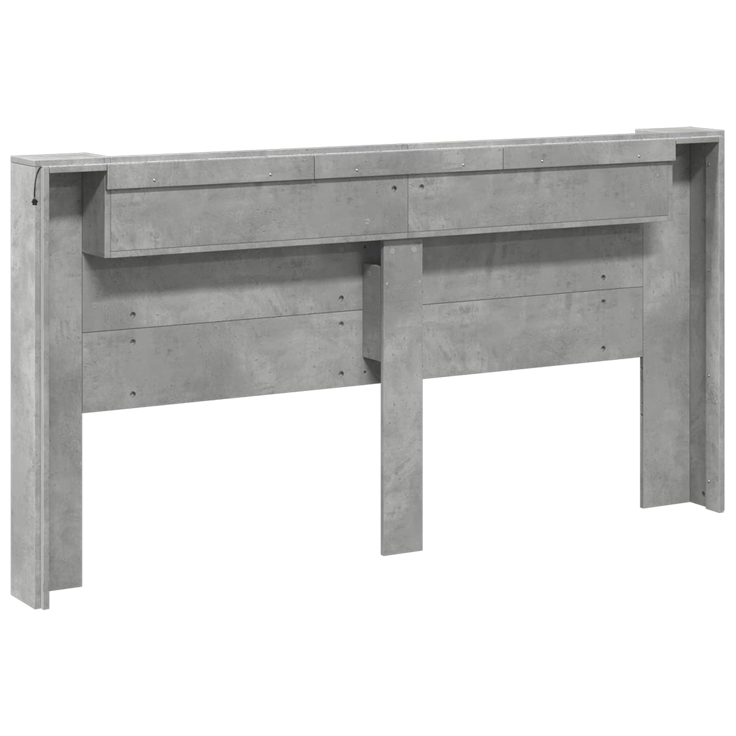 vidaXL Storage Headboard with LED Concrete Grey Engineered Wood