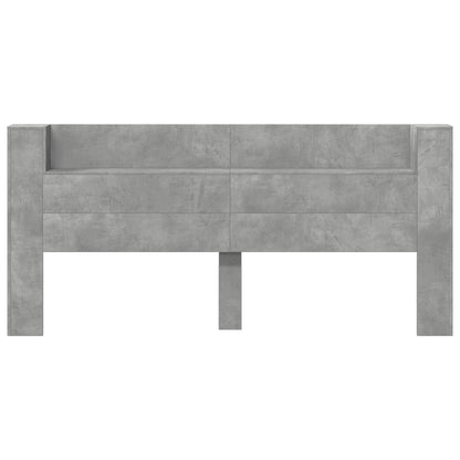 vidaXL Storage Headboard with LED Concrete Grey Engineered Wood
