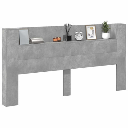 vidaXL Storage Headboard with LED Concrete Grey Engineered Wood