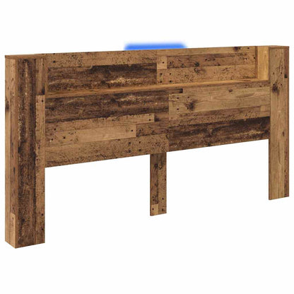 vidaXL Storage Headboard with LED Old Wood Engineered Wood