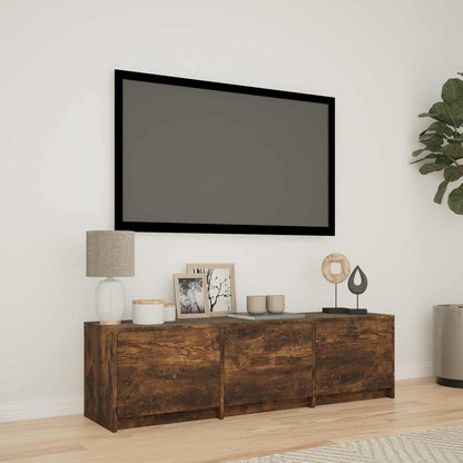 vidaXL TV Cabinet with LED 140 x 34 x 40 cm Smoked Oak Engineered Wood