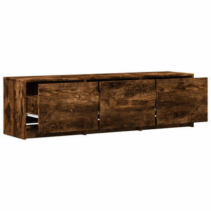 vidaXL TV Cabinet with LED 140 x 34 x 40 cm Smoked Oak Engineered Wood