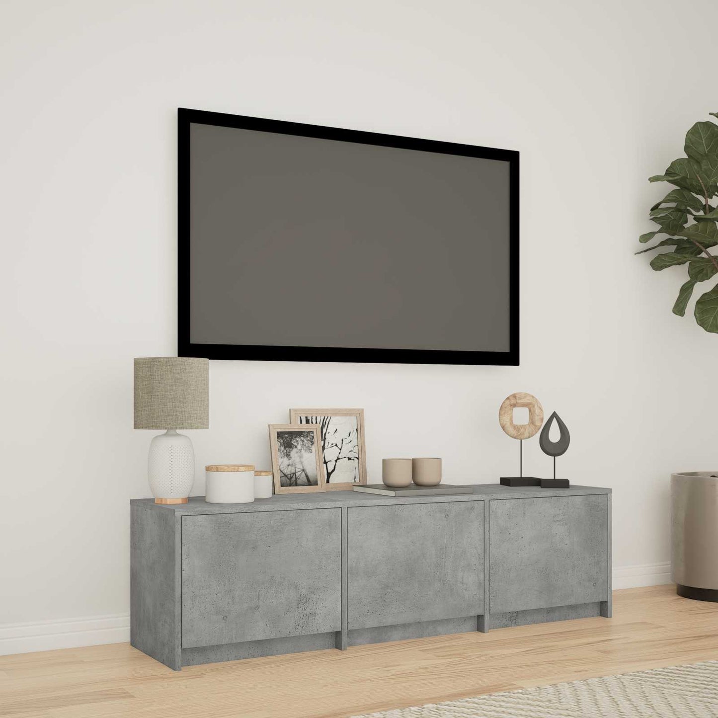 vidaXL TV Cabinet with LED 140x34x40 cm Concrete Grey Engineered Wood
