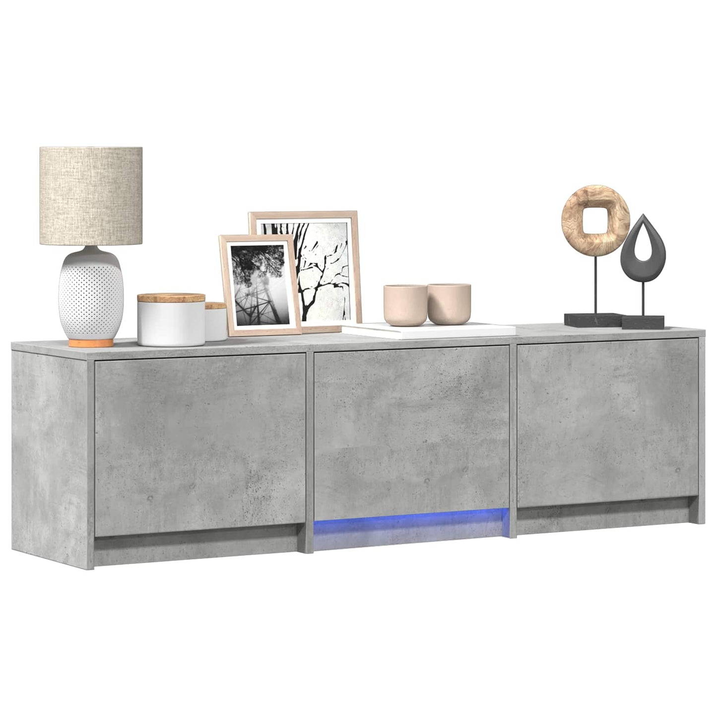 vidaXL TV Cabinet with LED 140x34x40 cm Concrete Grey Engineered Wood