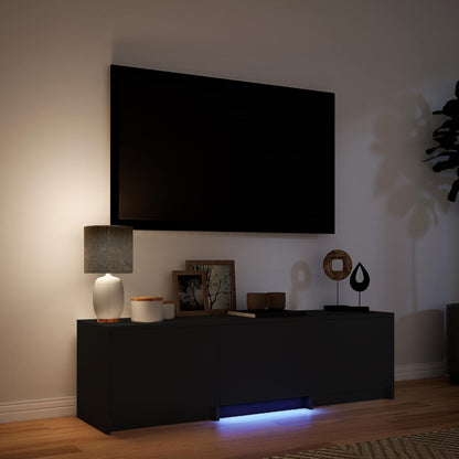 vidaXL TV Cabinet with LED 140 x 34 x 40 cm Black Engineered Wood