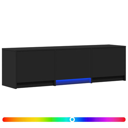 vidaXL TV Cabinet with LED 140 x 34 x 40 cm Black Engineered Wood