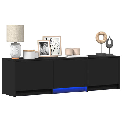 vidaXL TV Cabinet with LED 140 x 34 x 40 cm Black Engineered Wood