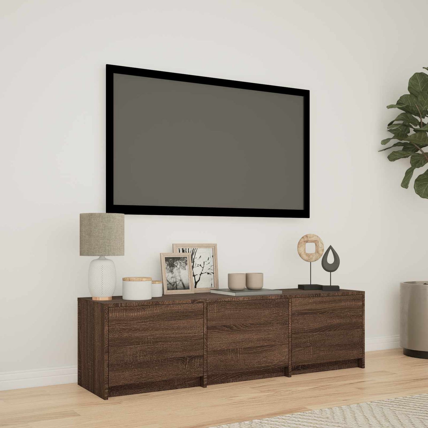 vidaXL TV Cabinet with LED 140 x 34 x 40 cm Brown Oak Engineered Wood