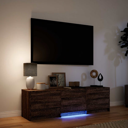 vidaXL TV Cabinet with LED 140 x 34 x 40 cm Brown Oak Engineered Wood