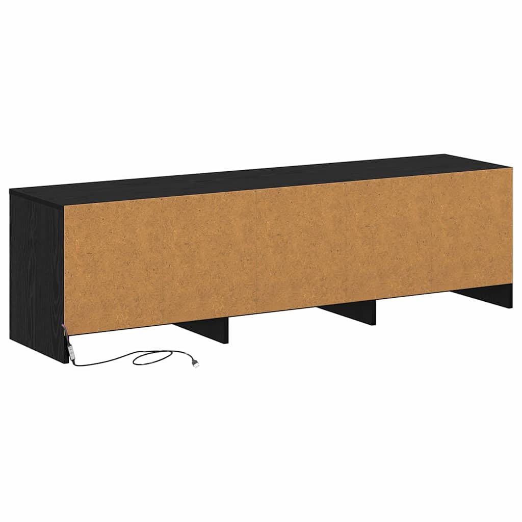 vidaXL TV Cabinet with LED Black Oak 140 x 34 x 40 cm Engineered Wood