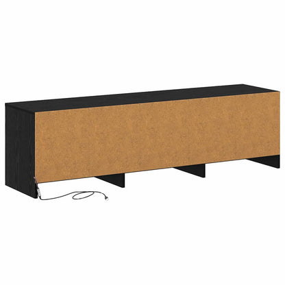 vidaXL TV Cabinet with LED Black Oak 140 x 34 x 40 cm Engineered Wood