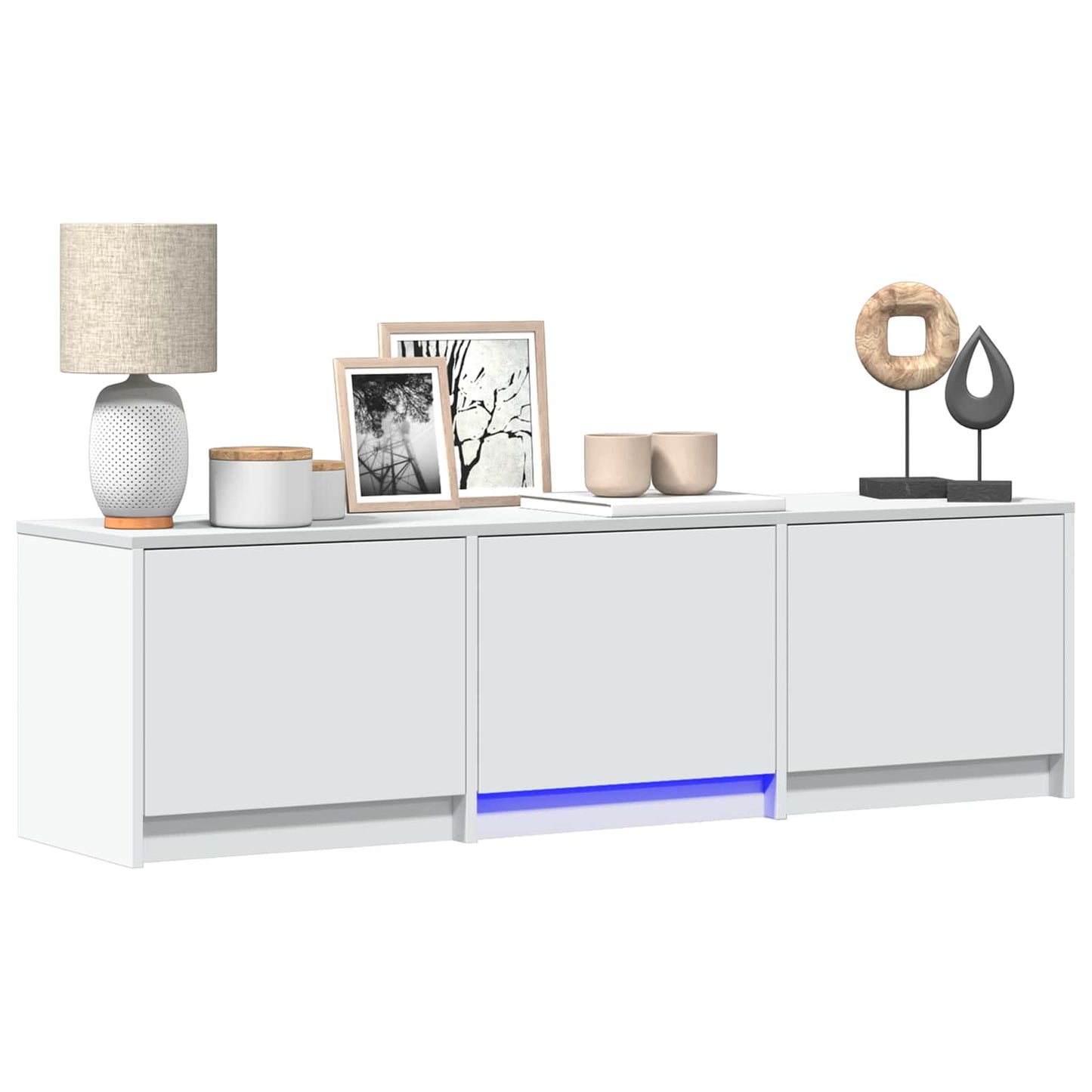 vidaXL TV Cabinet with LED White 140 x 34 x 40 cm Engineered Wood