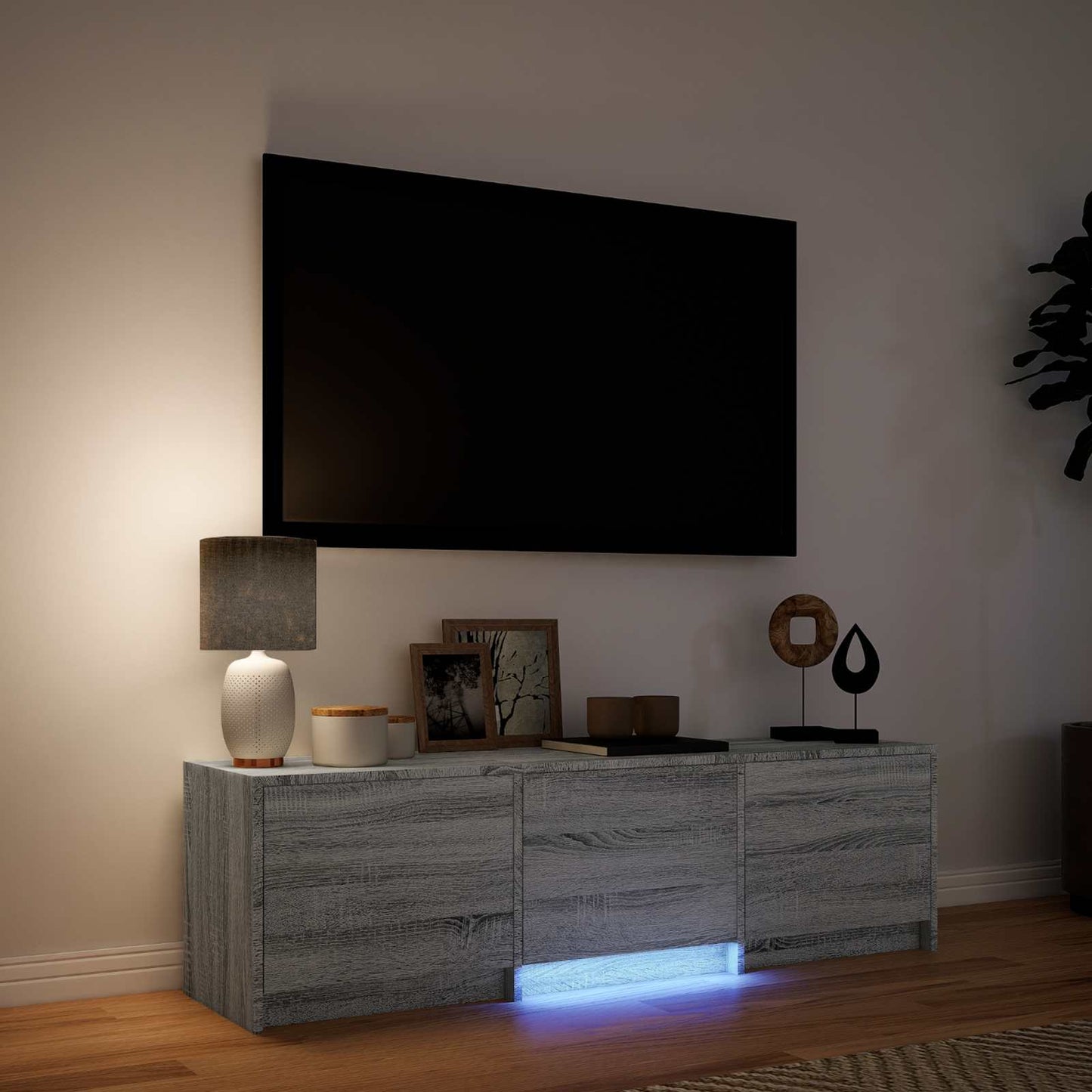 vidaXL TV Cabinet with LED 140x34x40 cm Grey Sonoma Engineered Wood