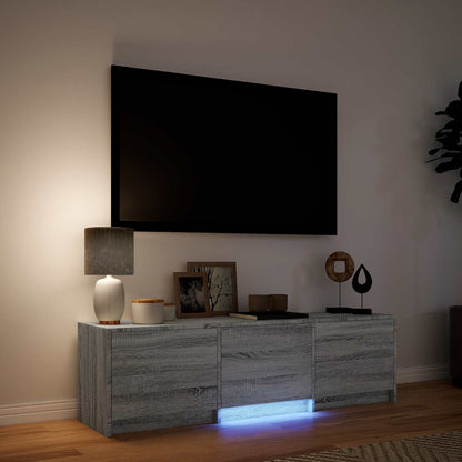 vidaXL TV Cabinet with LED 140x34x40 cm Grey Sonoma Engineered Wood