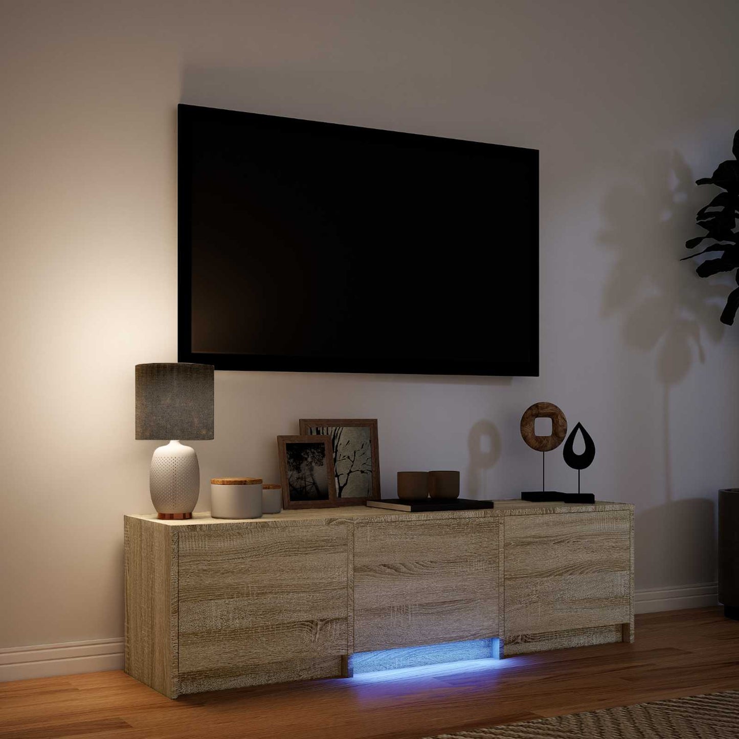 vidaXL TV Cabinet with LED 140 x 34 x 40 cm Sonoma Oak Engineered Wood