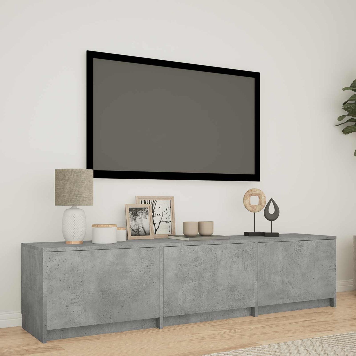 vidaXL TV Cabinet with LED 165x34x40 cm Concrete Grey Engineered Wood