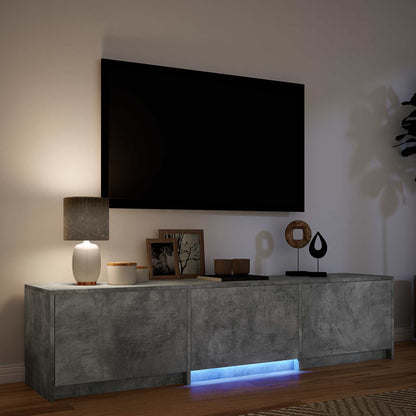 vidaXL TV Cabinet with LED 165x34x40 cm Concrete Grey Engineered Wood