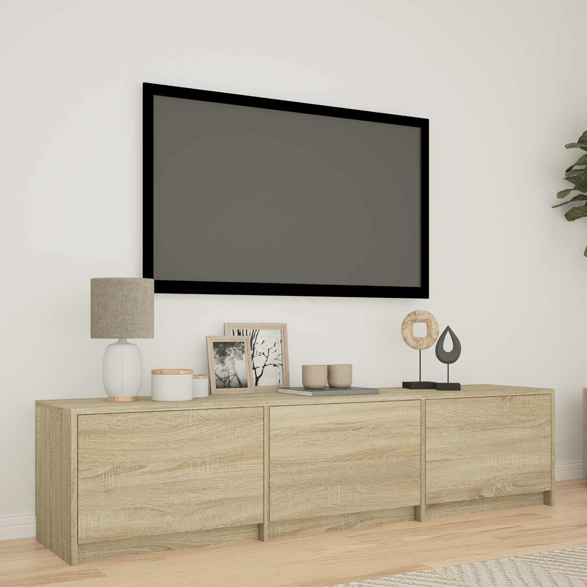vidaXL TV Cabinet with LED 165 x 34 x 40 cm Sonoma Oak Engineered Wood
