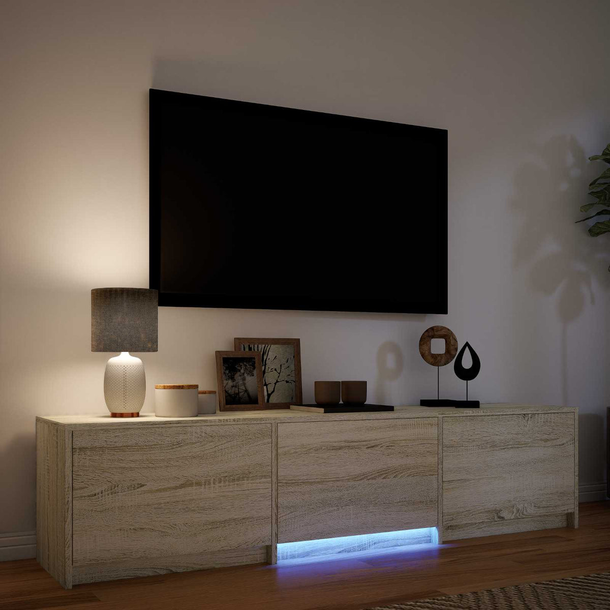 vidaXL TV Cabinet with LED 165 x 34 x 40 cm Sonoma Oak Engineered Wood
