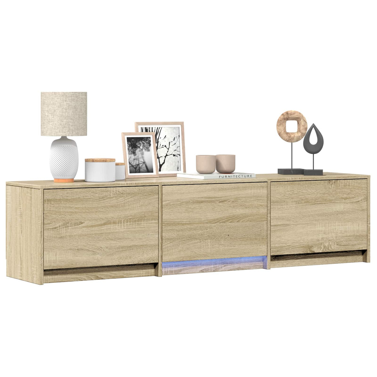 vidaXL TV Cabinet with LED 165 x 34 x 40 cm Sonoma Oak Engineered Wood