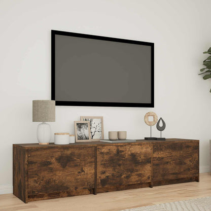 vidaXL TV Cabinet with LED 165 x 34 x 40 cm Smoked Oak Engineered Wood