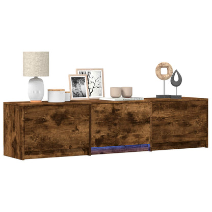 vidaXL TV Cabinet with LED 165 x 34 x 40 cm Smoked Oak Engineered Wood