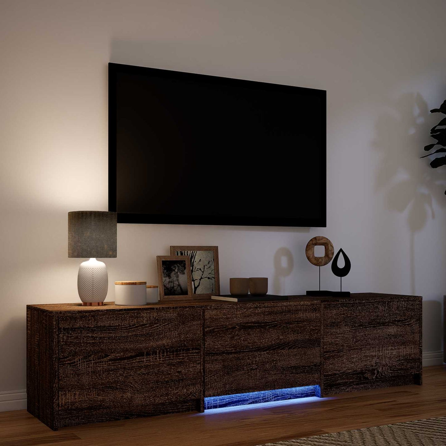 vidaXL TV Cabinet with LED Brown Oak 165 x 34 x 40 cm Engineered Wood