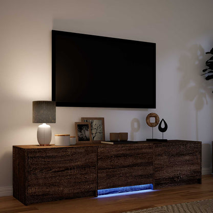 vidaXL TV Cabinet with LED Brown Oak 165 x 34 x 40 cm Engineered Wood