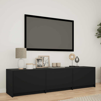 vidaXL TV Cabinet with LED 165 x 34 x 40 cm Black Engineered Wood
