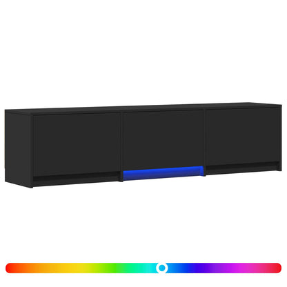 vidaXL TV Cabinet with LED 165 x 34 x 40 cm Black Engineered Wood