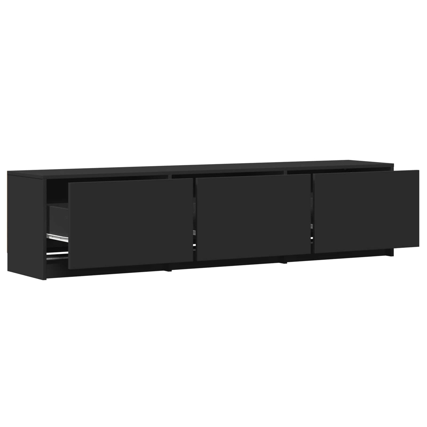 vidaXL TV Cabinet with LED 165 x 34 x 40 cm Black Engineered Wood