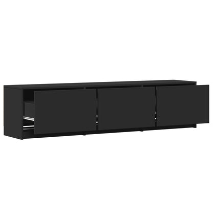 vidaXL TV Cabinet with LED 165 x 34 x 40 cm Black Engineered Wood