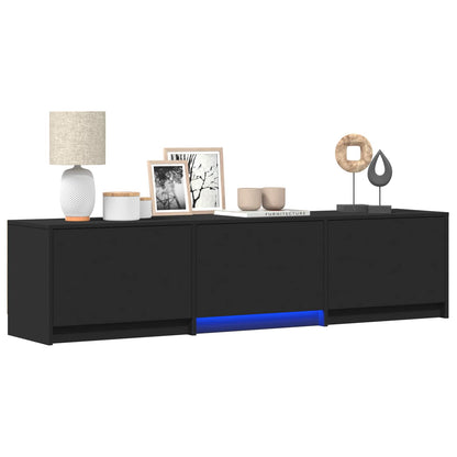 vidaXL TV Cabinet with LED 165 x 34 x 40 cm Black Engineered Wood
