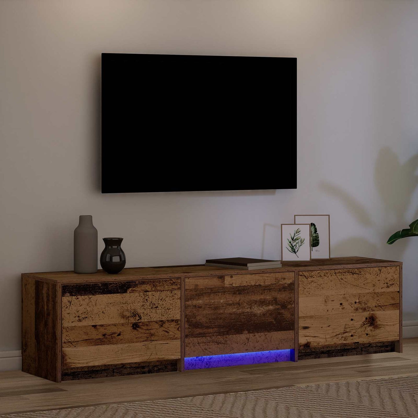 vidaXL TV Cabinet with LED Old Wood 165 x 34 x 40 cm Engineered Wood