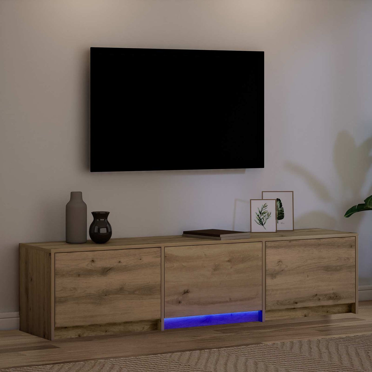 vidaXL TV Cabinet with LED 165 x 34 x 40 cm Artisian Oak