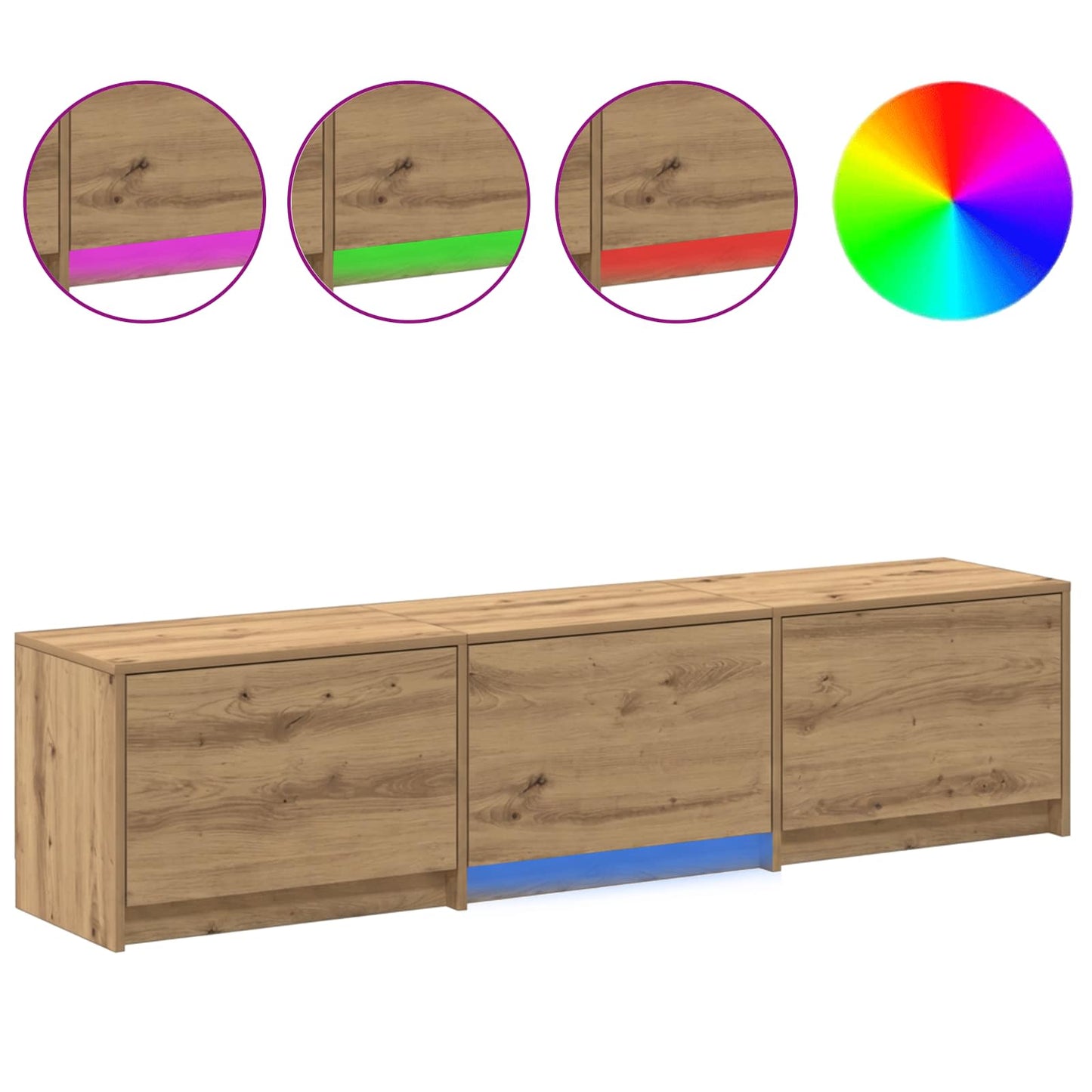 vidaXL TV Cabinet with LED 165 x 34 x 40 cm Artisian Oak