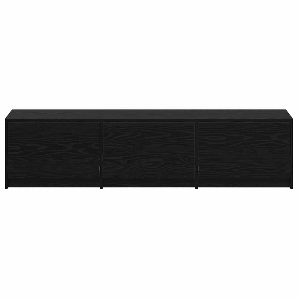 vidaXL TV Cabinet with LED Black Oak 165 x 34 x 40 cm Engineered Wood