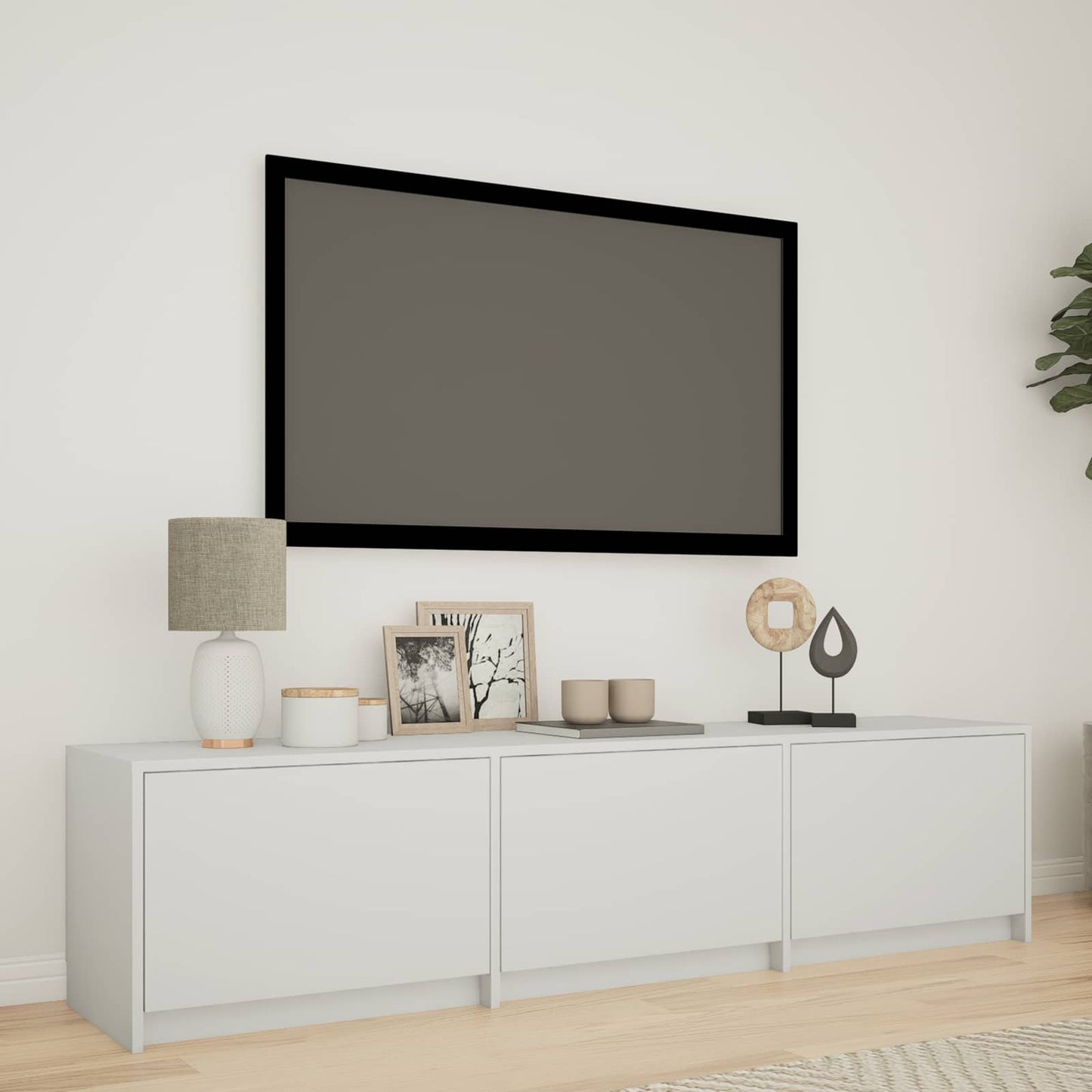 vidaXL TV Cabinet with LED 165 x 34 x 40 cm White Engineered Wood